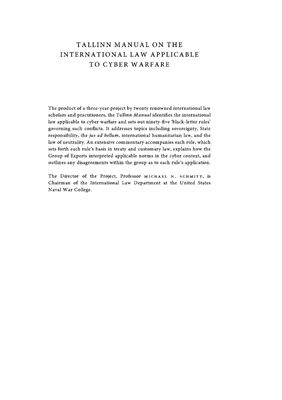 Шмидт М. (ред.) The Tallinn Manual on the International Law Applicable to Cyber Warfare