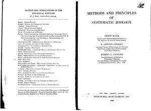 Mayr E., Linsley E.G., Usinger R.L. Methods and Principles of Systematic Zoology