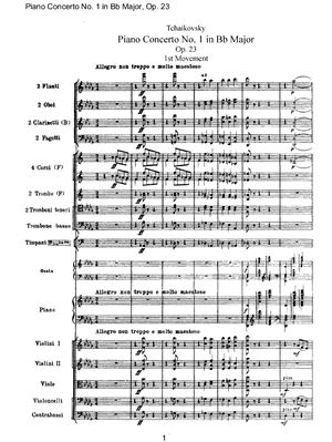 Чайковский П.И. Фортепианный концерт №1 (партитура)