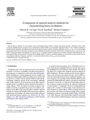 Van Vugt M.K, , Sederberg P.B., Kahana M.J. Comparison of Spectral Analysis Methods for Characterizing Brain Oscillations