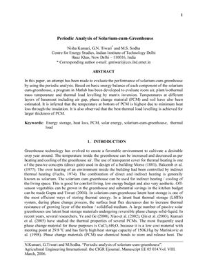 Kumari N., Tiwari G.N., Sodha M.S. Periodic analysis of solarium-cum-greenhouse (Периодический анализ солнечной теплицы)