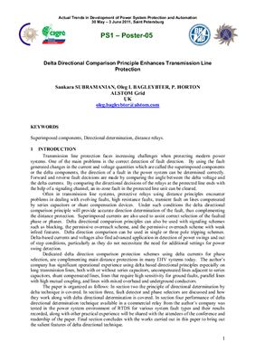Subramanian Sankara, Bagleybter Oleg I., Horton P. Delta Directional Comparison Principle Enhances Transmission Line Protection