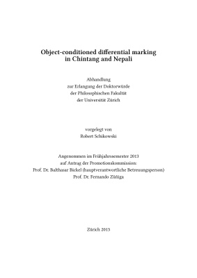 Schikowski Robert. Object-conditioned differential marking in Chintang and Nepali