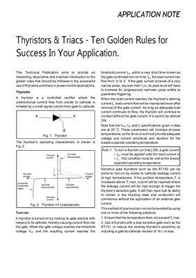 Ham N.J. Thyristors &amp; Triacs - Ten Golden Rules for Success In Your Application