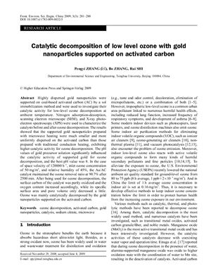 Zhang P., Zhang Bo, Shi R. Catalytic decomposition of low level ozone with gold nanoparticles supported on activated carbon - Каталитическое разложение озона наночастицами золота на активированном угле