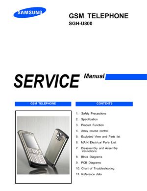 Руководство по эксплуатации (service manual) на мобильный телефон Samsung SGH-U800