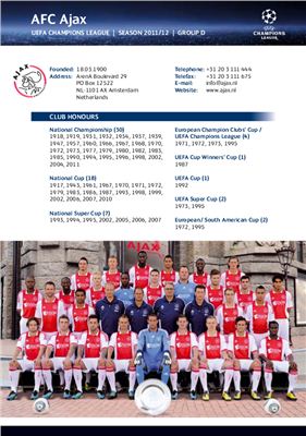 UEFA Champions League Statistics Handbook - Club Directory (2011-12)