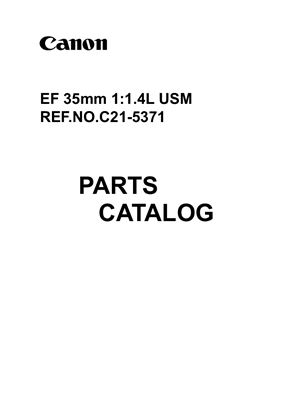 Объективы Canon EF 35mm 1: 1.4L USM Каталог Деталей (C21-5371)