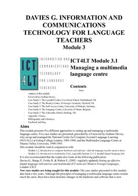Davies G. (ed.). Information and Communications Technology for Language Teachers. Module 3. Advanced level