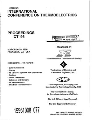 Proceeding of the 15th International Conference of Thermoelectrics (ICT'96)