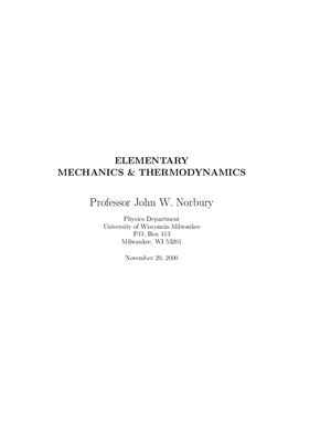 Norbury John. Elementary Mechanics &amp; Thermodynamics