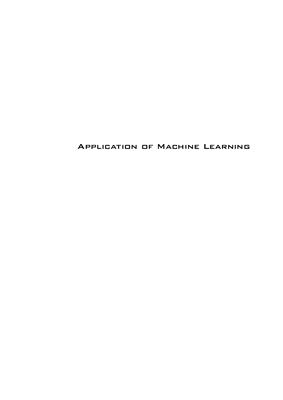 Zhang Y. (ed.) Application of Machine Learning