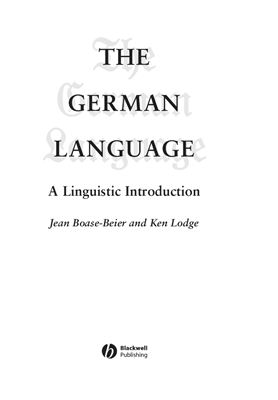 Boase-Beier J., Lodge K. The German Language. A Linguistic Introduction