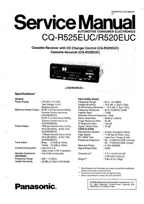 Автомагнитола PANASONIC CQ R525EUC R520EUC