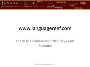 Learn malayalam months, days of week, seasons