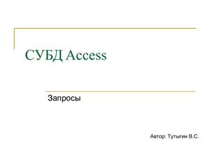 СУБД Access (запросы)