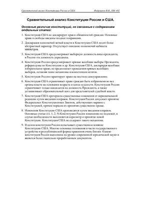 Контрольная работа - Сравнительный анализ Конституции России и США