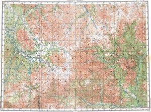 Топографическая карта P-57-IX, X верховье р.Гижига (2км)