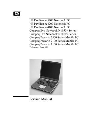 Ноутбуки HP Pavilion ze5200, HP Pavilion ze4200, HP Pavilion ze4100 Notebook PC, Compaq Evo Notebook N1010v and N1050v Series, Compaq Presario 2500, 2100 and 1100 Series Mobile PC. Service manual