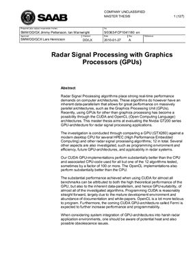 Обзор - Radar Signal Processing with Graphics Processors (GPUs) - 2010 - 127 с