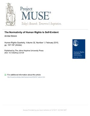 Etzioni, Amitai: The Normativity of Human Rights Is Self-Evident