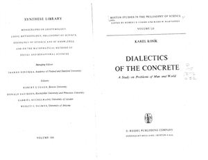 Kosic Karel. Dialectics of the Concrete