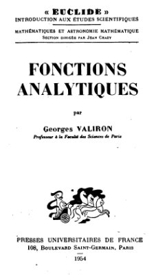Валирон Ж. Аналитические функции