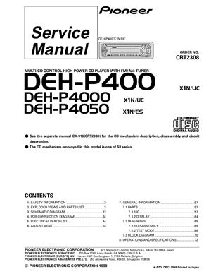 Автомагнитола PIONEER DEH-P400 DEH-P4000 DEH-P4050