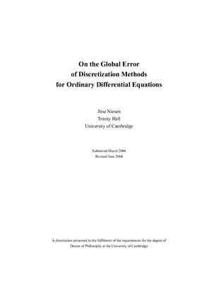 Niesen J., Hall T. On the Global Error on Discretization Methods for Ordinary Differential Equations