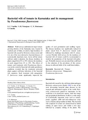 Vanitha S., Niranjana E. и др. Bacterial wilt of tomato in Karnataka and its management by Pseudomonas fluorescens