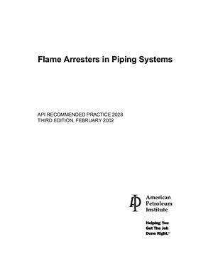 API RP 2028: 2002 Пламегасители в системах трубопроводов