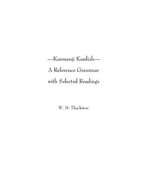 Thackston W.M. Kurmanji Kurdish: A Reference Grammar with Selected Readings