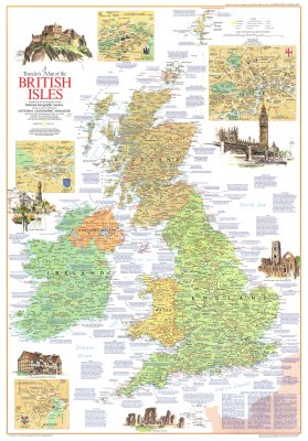 British Isles. National Geographic. A Traveller's Map Of The British Isles. 1974 Part1