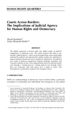 Jacobson D., Ruffer G.B. Courts Across Borders: The Implications of Judicial Agency for Human Rights and Democracy