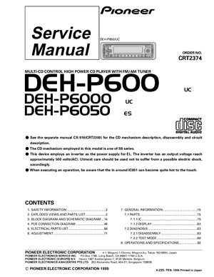 Автомагнитола PIONEER DEH-P600 DEH-P6000 DEH-P6050