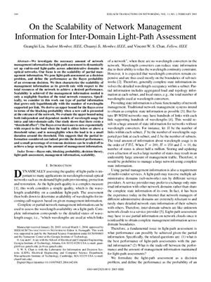 Liu G., Ji C., Chan V. On the Scalability of Network Management Information for Inter-Domain Light-Path Assessment