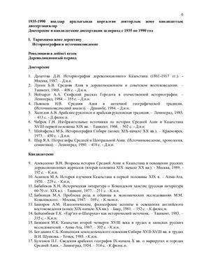 Список диссертаций по истории Казахстана
