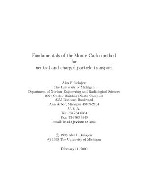 Bielajew A.F. Fundamentals of the Monte Carlo method for neutral and charged particle transport