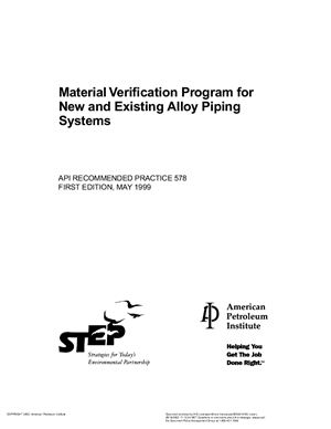 API RP 578. Material Verification Program for New and Existing Alloy Piping Systems