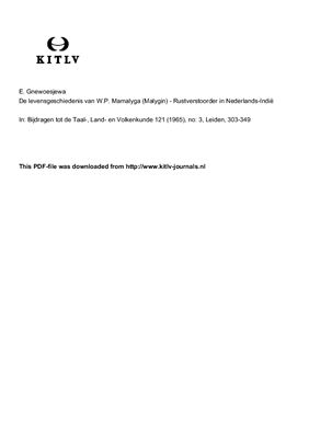 Gnewoesjewa E.I. De levensgeschiedenis van W.P. Mamalyga (Malygin) - Rustverstoorder in Nederlands-Indië