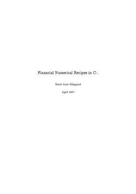 ?degaard B.A. Financial Numerical Recipes in C++