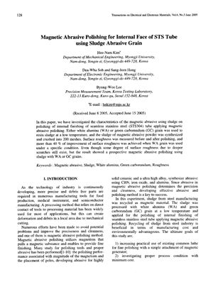 Kim H.N. Magnetic Abrasive Polishing for Internal Face of STS Tube using Sludge Abrasive Grain