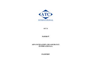 ACCA - P7 Advanced Audit And Assurance (INT) - Passport ATC - 2009