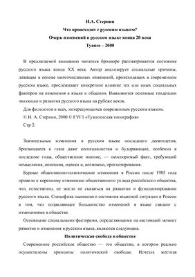 Стернин И.А. Что происходит с русским языком? Очерк изменений в русском языке конца 20 века