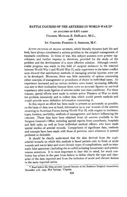 De Bakey M.E., Simeone F.A. Battle injuries of the arteries in world war II: An analysis of 2471 cases