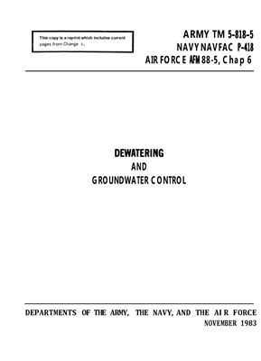 Departments of the Army, the Air Force, and the Navy, USA. Dewatering and grounwater control