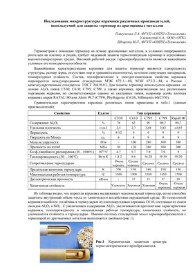 Плясункова Л.А., Шкарупа И.Л. Исследование микроструктуры керамики различных производителей, используемой для защиты термопар из драгоценных металлов