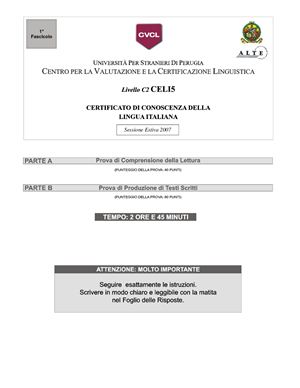 CELI C2. Материалы экзаменационной сессии июнь 2007