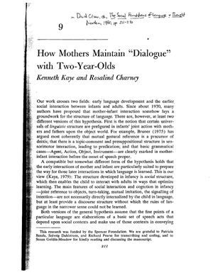 How Mothers Maintain Dialogue with Two-Year-Olds