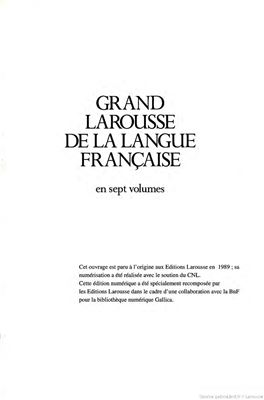 Gilbert L.(ред.), Lagane R.(ред.), Niobey G.(ред.), Grand Larousse de la langue française. Tom 6 (PSO-SUR)